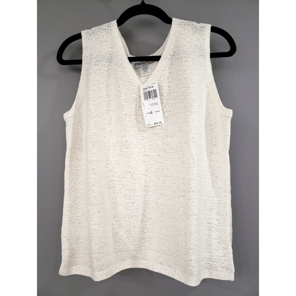 NEW LARGE PETITE PENDLETON Sleeveless Sweater Knit Vest Pullover Grandma